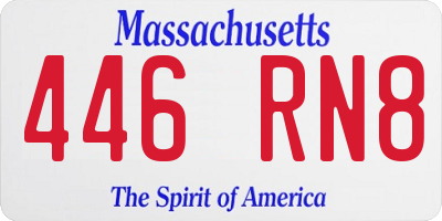 MA license plate 446RN8