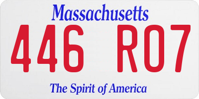 MA license plate 446RO7