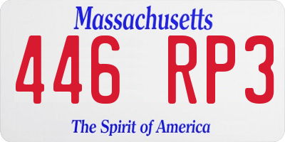 MA license plate 446RP3