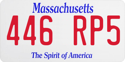 MA license plate 446RP5