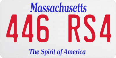 MA license plate 446RS4