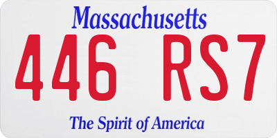 MA license plate 446RS7