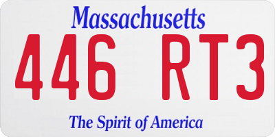 MA license plate 446RT3