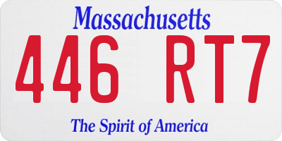 MA license plate 446RT7