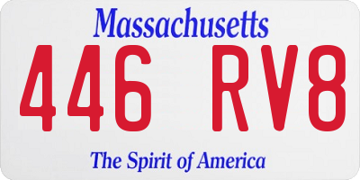 MA license plate 446RV8