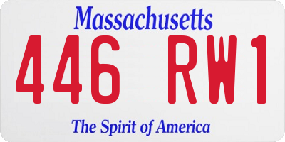 MA license plate 446RW1