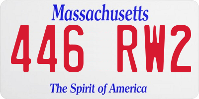 MA license plate 446RW2