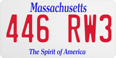 MA license plate 446RW3