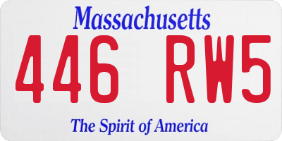 MA license plate 446RW5