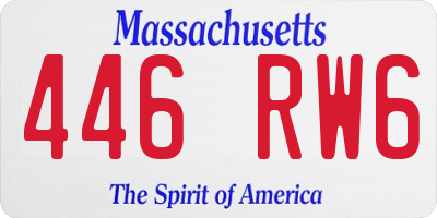 MA license plate 446RW6
