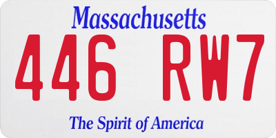 MA license plate 446RW7