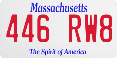 MA license plate 446RW8