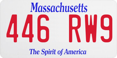 MA license plate 446RW9