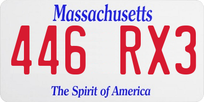 MA license plate 446RX3