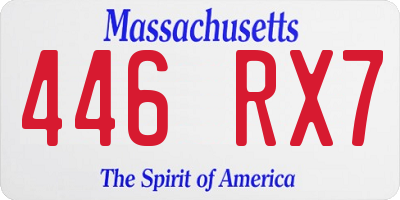 MA license plate 446RX7