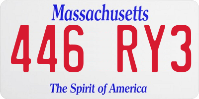 MA license plate 446RY3