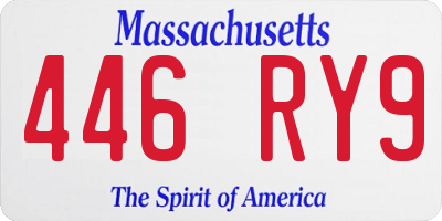 MA license plate 446RY9