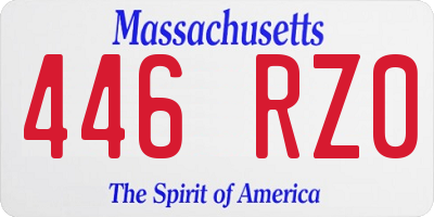 MA license plate 446RZ0