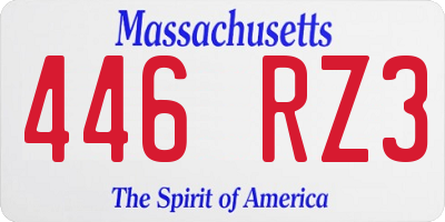 MA license plate 446RZ3