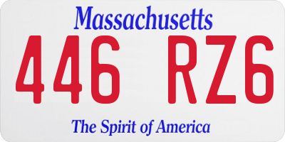 MA license plate 446RZ6