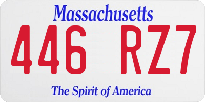 MA license plate 446RZ7