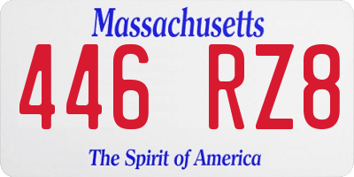 MA license plate 446RZ8