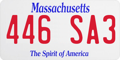 MA license plate 446SA3