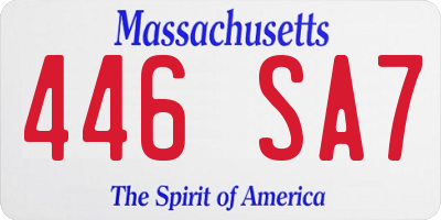 MA license plate 446SA7