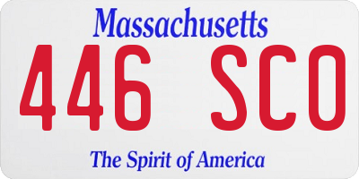 MA license plate 446SC0
