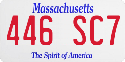 MA license plate 446SC7
