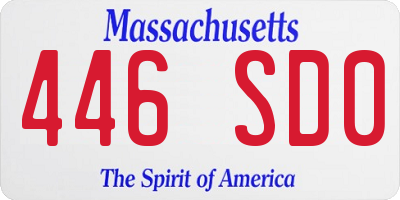 MA license plate 446SD0