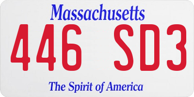 MA license plate 446SD3