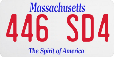 MA license plate 446SD4