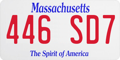 MA license plate 446SD7