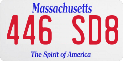 MA license plate 446SD8