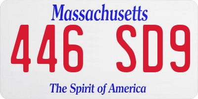 MA license plate 446SD9