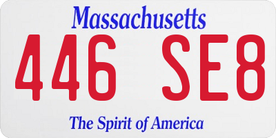 MA license plate 446SE8