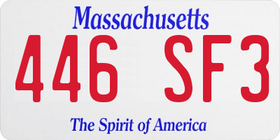MA license plate 446SF3