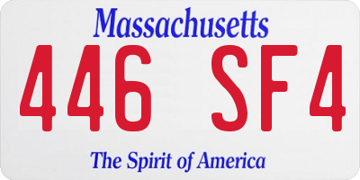 MA license plate 446SF4
