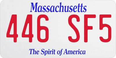 MA license plate 446SF5