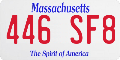 MA license plate 446SF8
