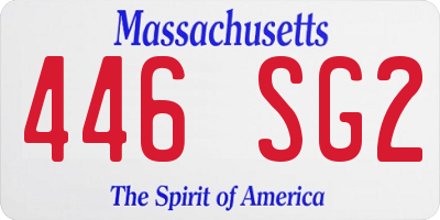 MA license plate 446SG2