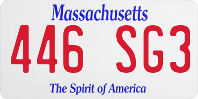 MA license plate 446SG3