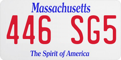 MA license plate 446SG5