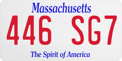 MA license plate 446SG7