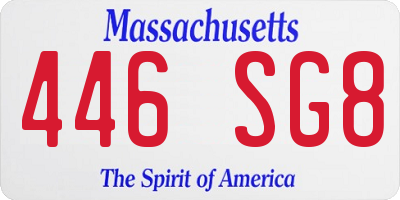 MA license plate 446SG8
