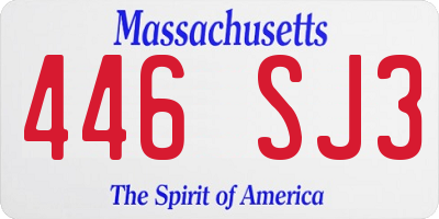 MA license plate 446SJ3
