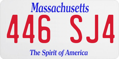 MA license plate 446SJ4