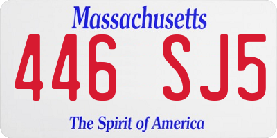MA license plate 446SJ5