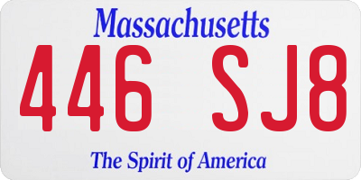 MA license plate 446SJ8
